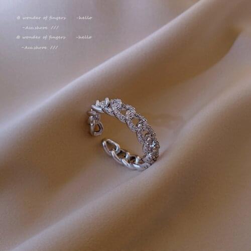 Classic Design Sense Twist Cross Silvery Opening Rings For Woman 2021 Korean Fashion Jewelry Goth Girls Finger Set Accessories