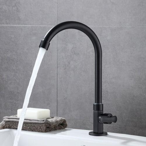 Faucet Matte Black Copper Single Handle Bathroom Sink Faucet Water Cold Mate Basin Faucet Elegant Single Hole Basin Durable