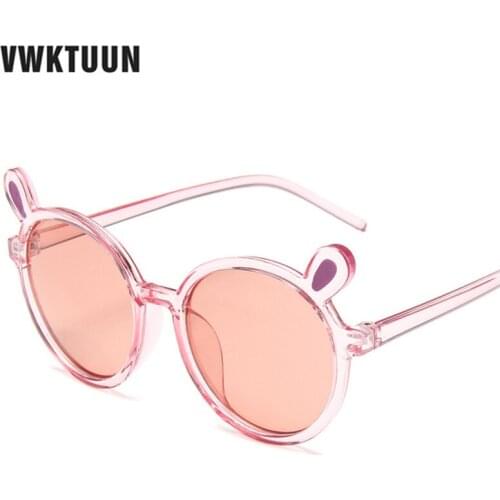 VWKTUUN Fashion Children Sunglasses Colorful Cute Bear Ear Glasses Round Boys Girls Sun glasses Mirror Kids Sunglasses