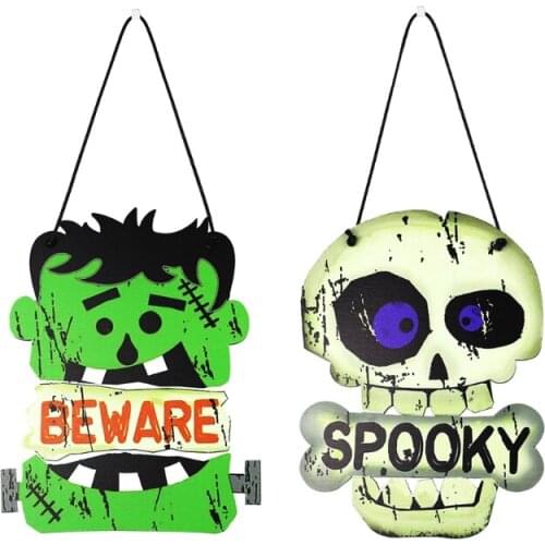 Halloween Wood Hanging Sign Wall Window Pendant Wooden Sign Haunted House Yard Home Party Decoration