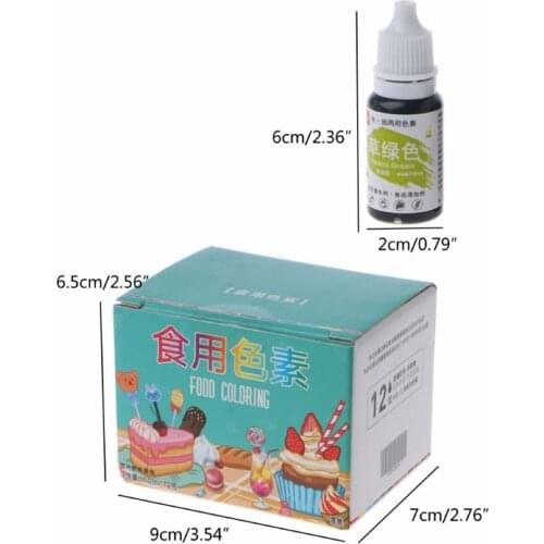 T8DE 12 Color Natural Ink Food Coloring Cake Pastries Cookies Liquid Dye Pigment Baking Decor Fondant Cooking Icing DIY Craft