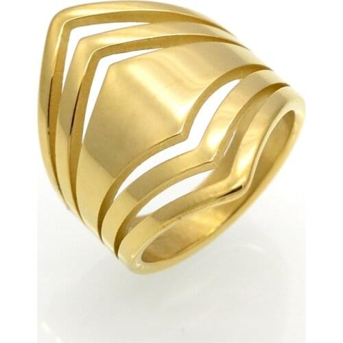 New Fashion Female Wedding Bands Jewelry Gold Color Engagement Ring For Women Stainless Steel Promise Rings AAA Quality