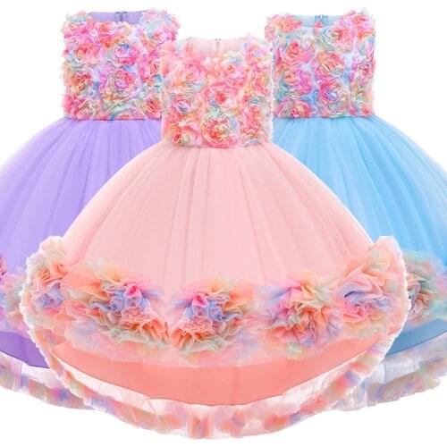 2-10 years girl dress bow net yarn princess dress sweet flower tail dress show dress wedding party dress ball gown evening dress