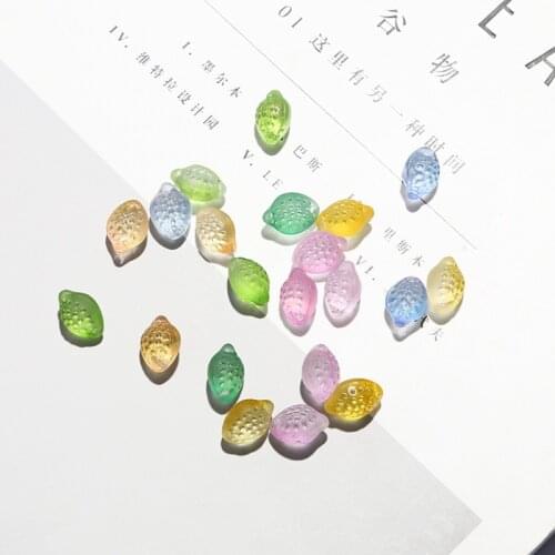 Glass Multicolor Fruit Fresh Yellow Lime Glass Pendant DIY Handmade Ornament Earrings Accessories Material jewelry earrings