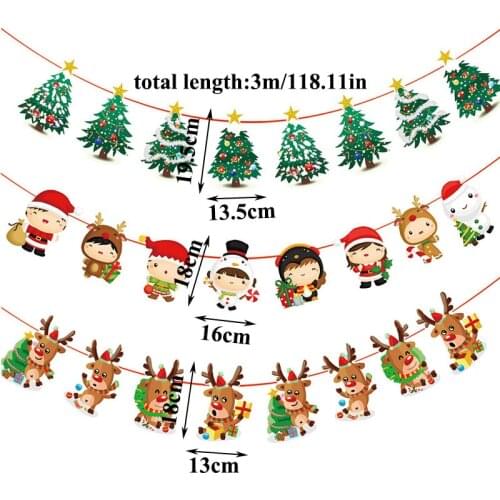 Christmas Banner Merry Christmas Decoration Flag Cartoon Christmas Tree Elk Decor Atmosphere Setting Xmas Happy New Year 2021