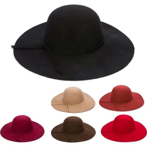 Autumn Winter Wide Brim Hats for Women Girls Children Vintage Wool Felt Bowler Fedoras Solid Floppy Cloche Parent-child Cap Hat