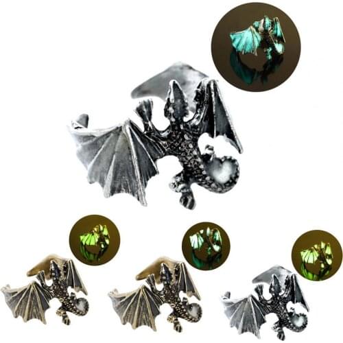 Luminous Rings Adjustable Eye-catching Rust-proof Copper Dragon Shaped Fashion Jewelry Ring for Boy Mens Ring Dropshipping