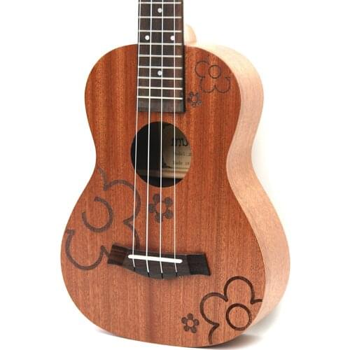 23" Concert Sapele Flower 4 Strings ukulele Hawaii mini small guita travel acoustic guitar Uke Concert ukelele Free Shipping