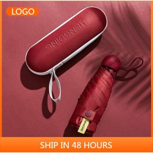 Vinyl Pockets Capsule Umbrella Mini Ultra-Light Rain Or Shine Dual-Use Sun Umbrella Parasol Rain Umbrella Five Fold Female