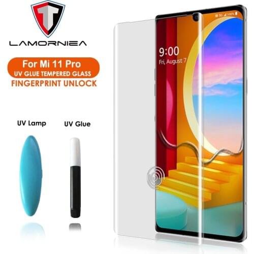Lamorniea UV Full Adhesive Tempered Glass For Xiaomi Mi 11 Pro Screen Protector Touch Sensitive For Xiaomi Mi11 Pro Glass Film