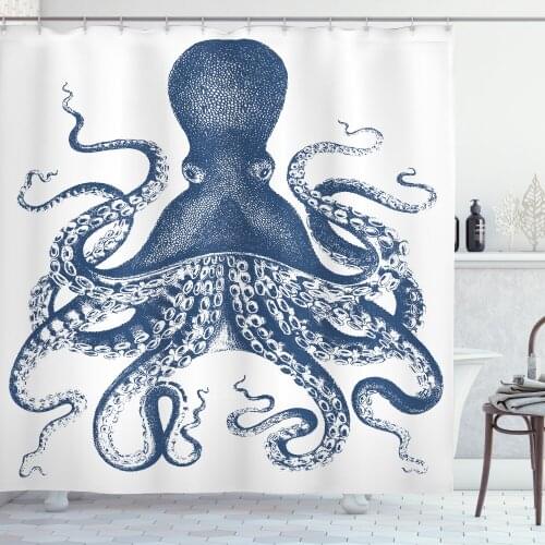 Octopus Shower Curtain Set Kraken Like Animal with Tentacles Curtain for Bathroom Decor 12 Hooks Decorative Bath Accessory