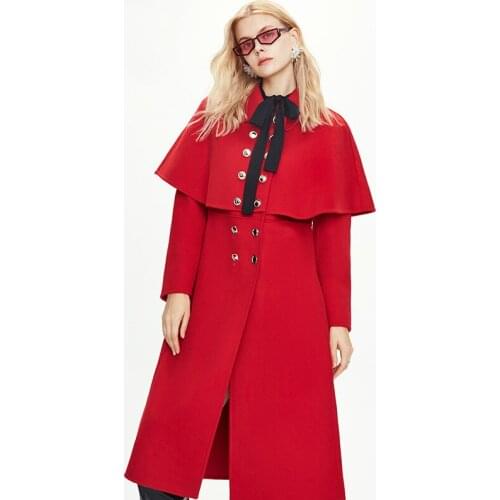 2020 Autumn Winter Cape Style Turn Down Collar Long Woolen 100% Casehmere Women Warm Coat Casaco Feminino