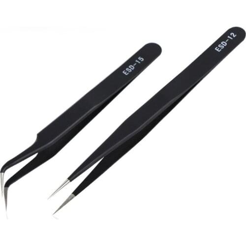 1Pc Straight Elbow Fashion Nail Art Acrylic Gel Picking Tool Rhinestones Gem Decor Black Eyelash Tweezers DIY Nail Tweezers