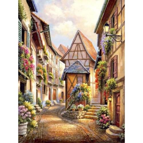 5D DIY Diamond Painting Cross Stitch Kit Square Round Diamond Embroidery Mosaic Street Scenery Pattern Home Decoration WG2248