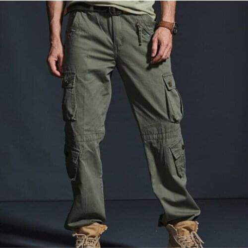 Mens Cargo Pants Mens Casual Multi Pockets Men Outwear Army Straight slacks Cargo Trousers Plus size 28-40 khaki pants
