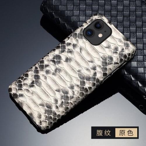Python Skin Phone Case For iPhone 7 8 Plus X XR XS 11 12 Pro Max Mini 2020 SE Real Genuine Snake Leather Back Cover Button Open