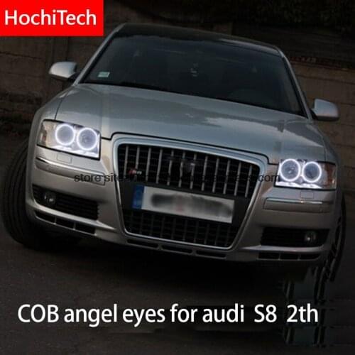 For Audi S8 Second generation 2002 - 2009 COB Led day Light White Halo Cob Led Angel Eyes Ring Error Free Ultra bright