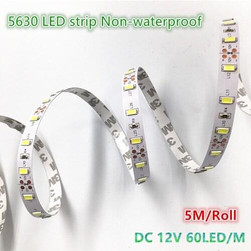 200M/lot LED flexible Strip SMD 5630 LED No-Waterproof DC12V 60Led/m light Cool White 6000K Warm white 3000K