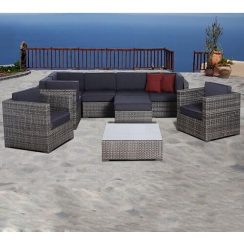 Hot sale all weather rattan outdoor furniture with red umbrella