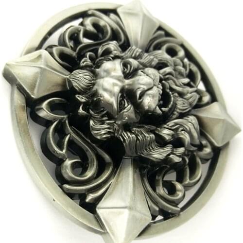 Gothic Metal 3D Lion Head Belt Buckle Western Cowboy Cool Novelty Retro Silver Rodeo