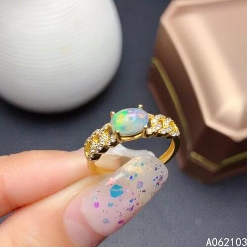 KJJEAXCMY fine jewelry 925 sterling silver inlaid natural opal Womens exquisite popular adjustable gem ring support detection