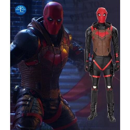 Gotham Knight Red Hood Cosplay Costume Jason Todd Halloween Cosplay Costumes Men Leather Outfit Cosplay Clothing Custom Made
