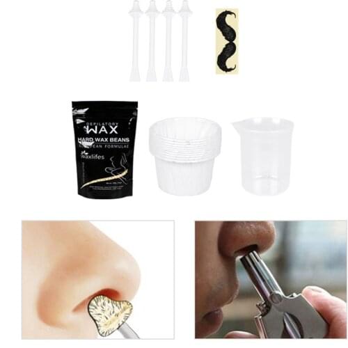 Nose Ear Hair Remover Removal Wax Kit Painless Mens Nasal Waxing Tool Set Plastic Waxing Sticks Nose Stickers