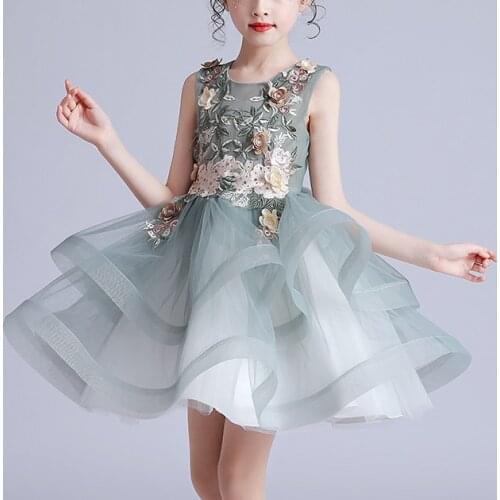 Bridesmaid Dress For Children Flowers Tutu Skirt Girls Princess Dress Casual Fashion Girls Party Dress 8 To 10 Years