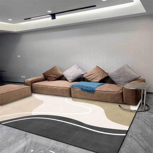 Japanese Wabi-sabi Style Simple Geometric Khaki Black and White Imitation Cashmere Living Room Bedroom Bedside Carpet Floor Mats