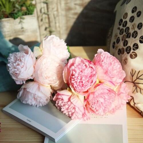 5PCS 9.5CM Peony DIY Party Decoration Artificial Flowers Small Rose Wedding Fake Flowers Festival Supplies Home Decor Bouquet