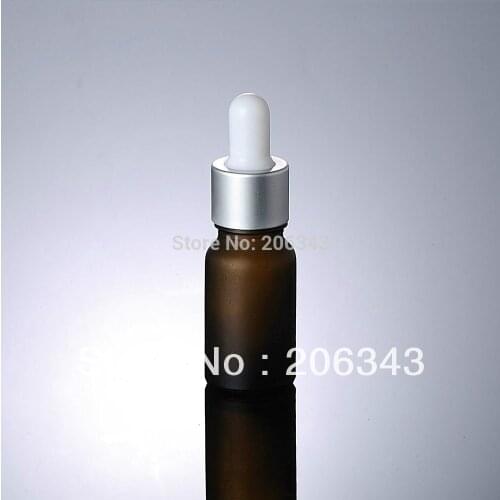 10ml brown frosted bottle with matt collar white bulb ,glass dropper ,for cosmeticl packaging