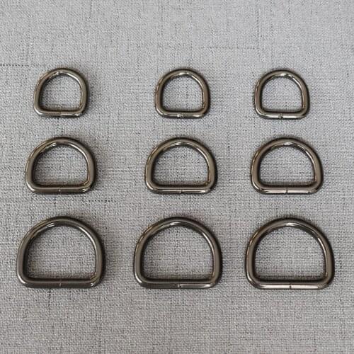 100 Pcs/Lot 15mm 20mm 25mm Gun Black Metal Adjustable Rectangle D Ring For Backpacks Paracord DIY Dog Collar Strap Webbing