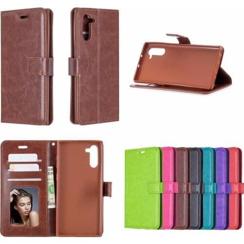 100pcs/lot Crazy Horse Wallet leather Stand PU+TPU Cover Case For Samsung Note 10 / Note 10 Pro