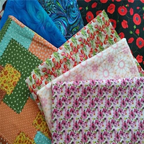 50x110cm Fashion watercolor flower Print Cotton Fabric Cloth Patchwork Needlework Sewing DIY Material