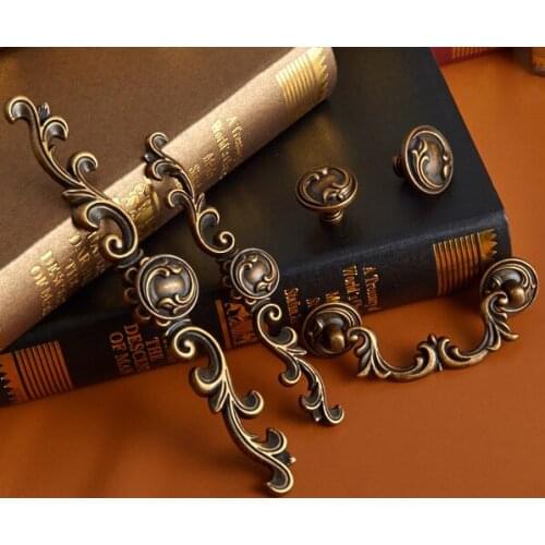 Antique Bronze Furniture Handles Kitchen Cabinets Door Knob Pull Drawer Wine Wardrobe Cupboard Dresser Shoe Closet Pull Handle