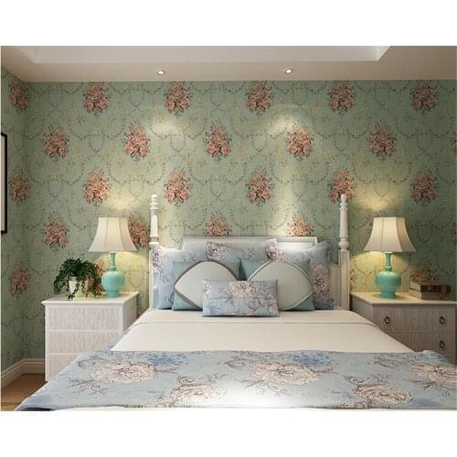 Beibehang Stereo retro green painted gold nonwoven wall paper 3d wallpaper bedroom living room background pastoral wallpaper 3d