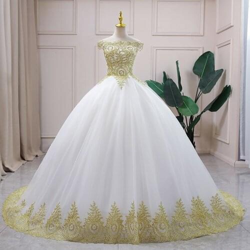 Champange Lace Wedding Dress 2021 Off The Shoulder Simple Princess Ball Gown Wedding Dress Vestido De Noiva
