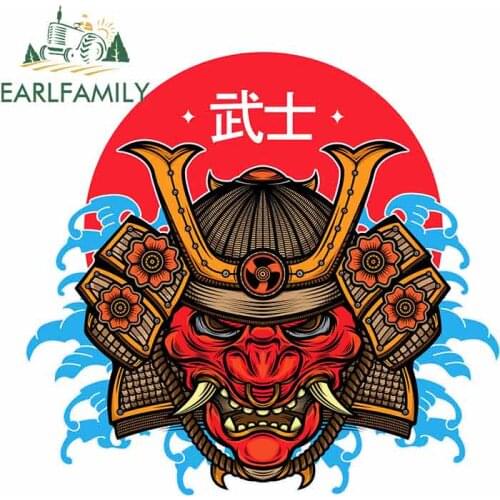 EARLFAMILY 13cm For Samurai Hannya Mask Funny Car Stickers Anime Decal Graffiti Sticker Personality Creative Decoration