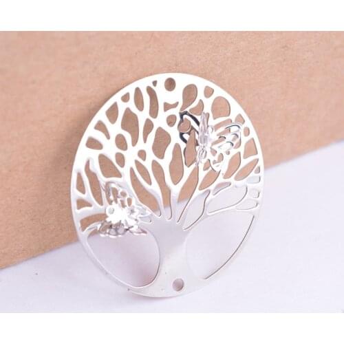 10pcs Platinum Plated Filigree Round Tree Jewelry Connectors Cameo Base Setting Bricolage Pendant jewelry findings