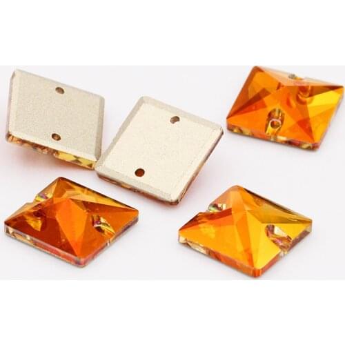 K9 Sparkle Astral Pink Jet Square Crystal Glass Rhinestones Buttons Flat Back Rhinestone For Sew On Clothing Crafts Stage Wear