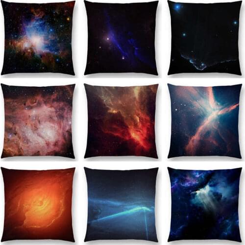 Beautiful Night Sky Colorful Stars Shining Gorgeous Nebula Dreamy Galaxy Universe Colourful Cushion Cover Sofa Throw Pillow Case