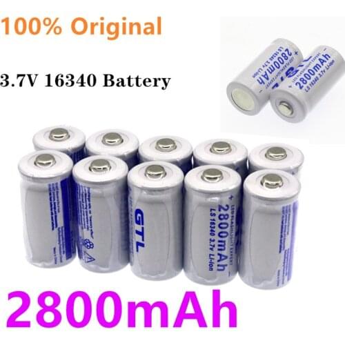 High capacity 2800mAh Rechargeable 3.7V Li-ion 16340 Batteries CR123A Battery For LED Flashlight For 16340 CR123A Battery