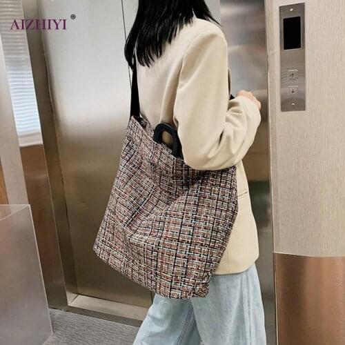 Fashion Woolen Messenger Bag Women Large Capacity Casual Shoulder Crossbody Portable Handbag for Autumn Winter