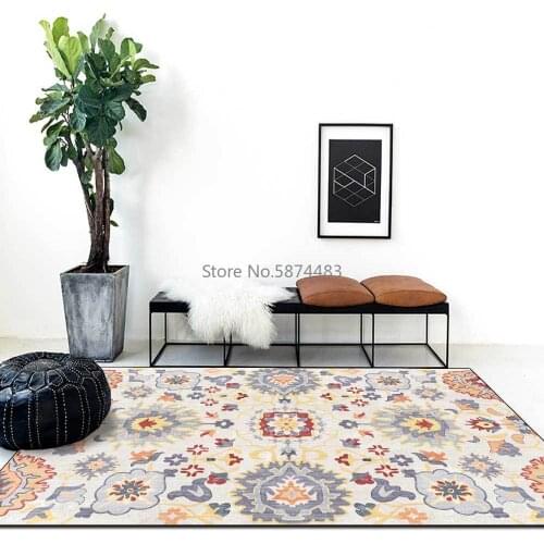 Fashion Flowers Elegant Blue Yellow Gray Flowers Living Room Bedroom Bedside Carpet Floor Mats Custom