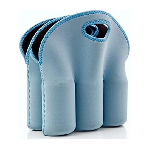 Neoprene SBR SKY BLUE COLOUR Six Bottle Bag ,Red Wine Cooler ,free shipping