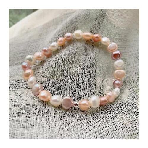 New Arrival Favorite Pearl Bracelet Real Baroque Freshwater Pearl Elastic Bangle For Women Sweet Girls Elegant Fine Jewelry