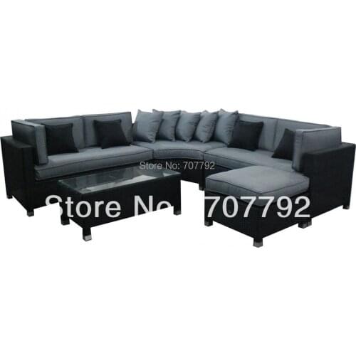 New Valencia Barcelona Corner Rattan Sofa Suite Black