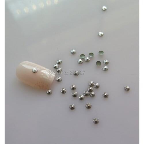 NS-08 30pcs Nail Decoration High Quality 3mm Silver Round Metal Stud Nail Art Decoration