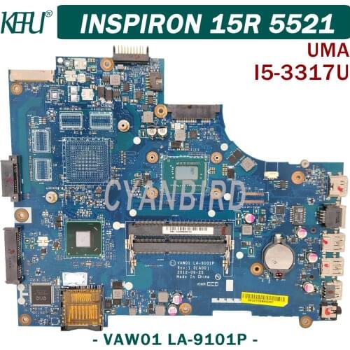 KEFU VAW01 LA-9101P original mainboard for Dell Inspiron 15R-5521 UMA 15-3521 with HM76 I5-3317U Laptop motherboard