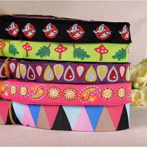 16mm And 22mm 100% Polyester Cartoon And Geometry Jacquard Ribbon DIY Pet Collar Decorated With Childrens Clothing Accessories